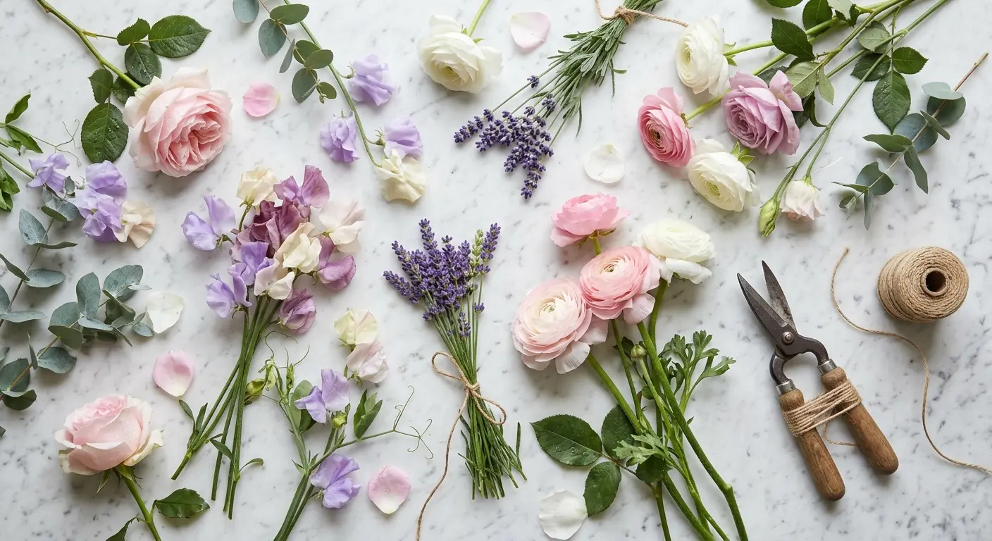 Loose garden flowers