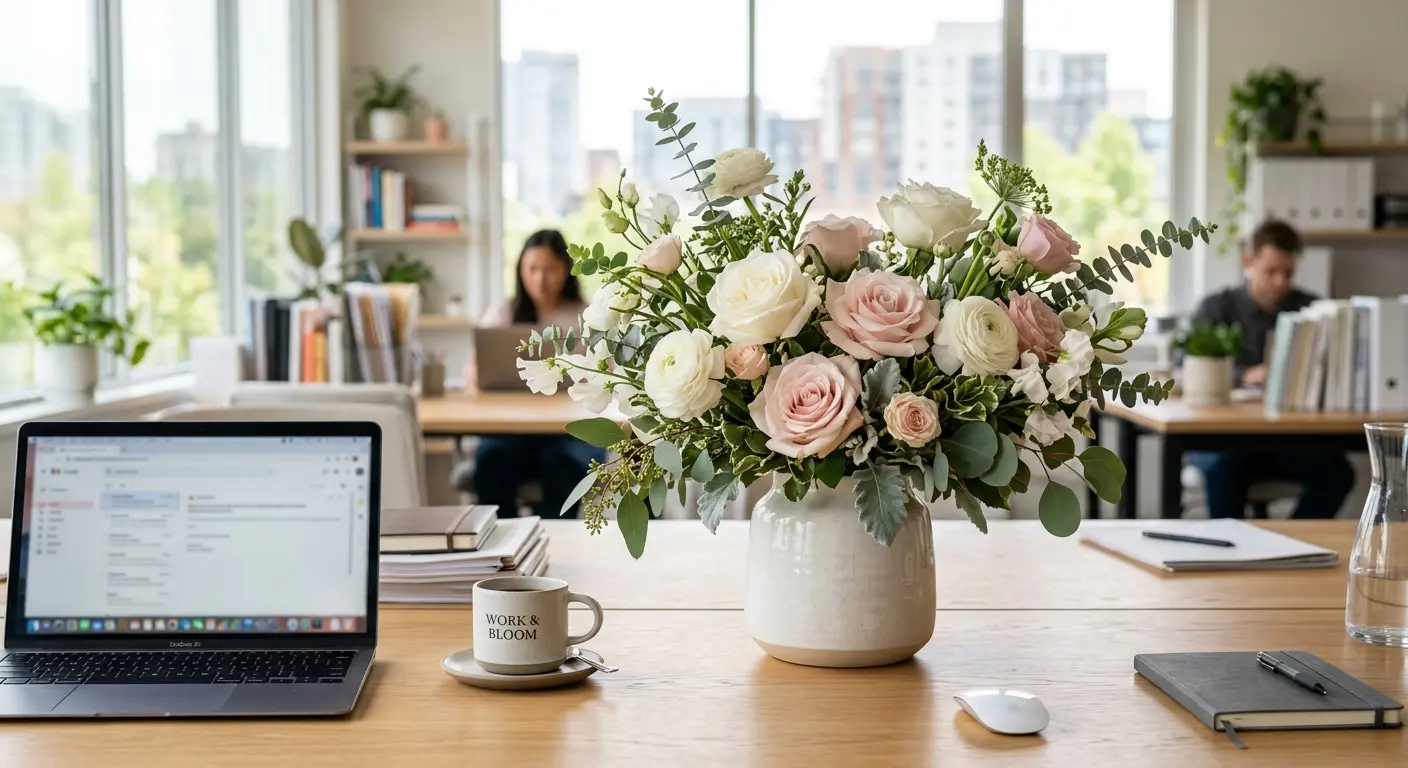 Fresh flowers in a professional office setting