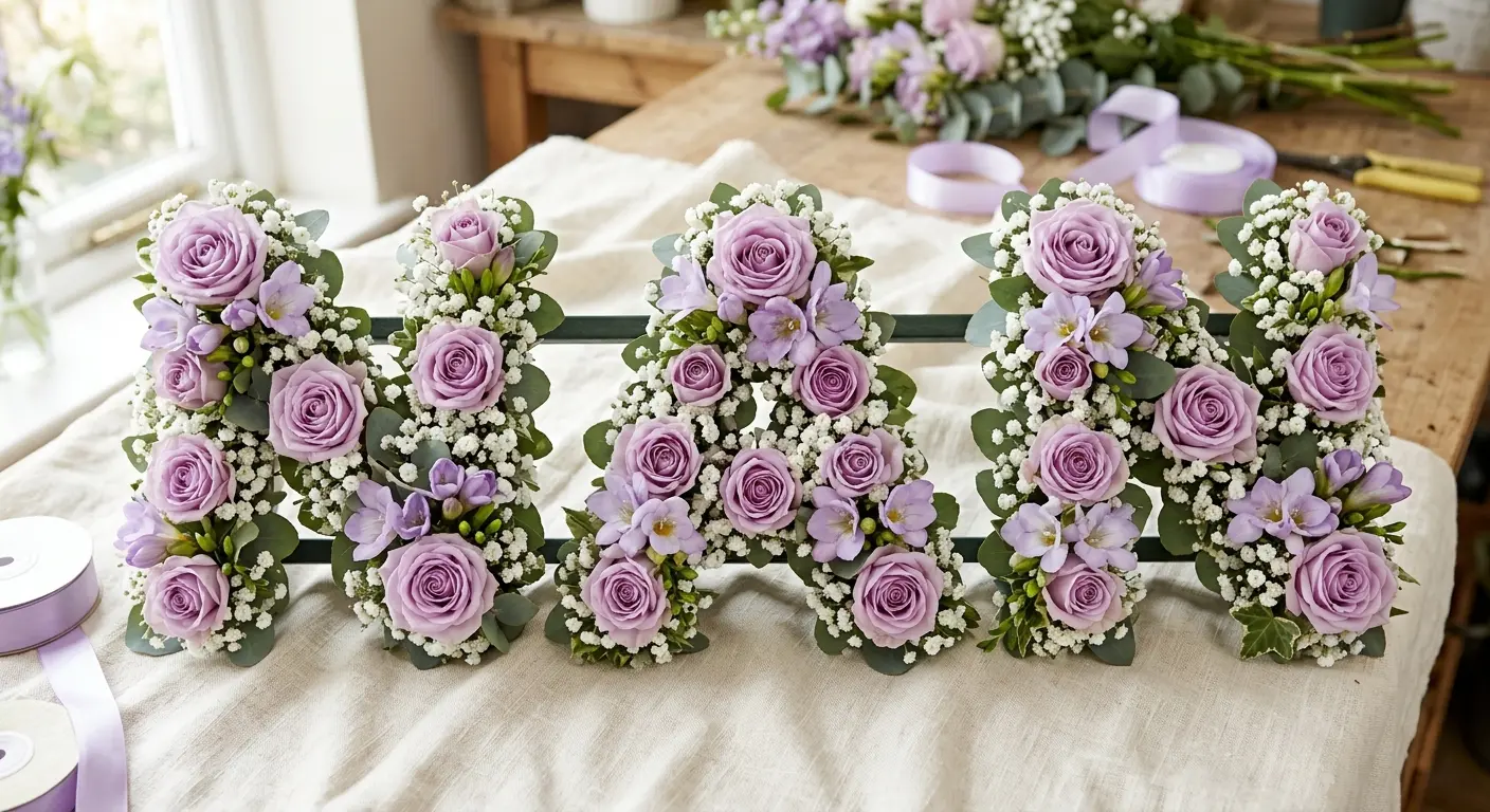 Floral letter tribute spelling NAN in lavender roses